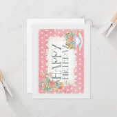 ハッピーバースデーティーカップグリーティングカード カード (正面/裏面インサイチュ)