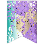 ハッピーバースデー🎈ティール（緑がかった色）&パープルバンティングフラグ バンティングフラッグ (第1の旗)