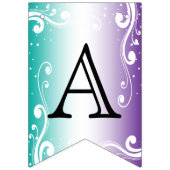 ハッピーバースデー🎈ティール（緑がかった色）&パープルバンティングフラグ バンティングフラッグ (第3の旗)