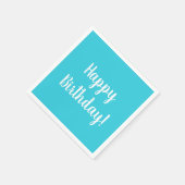 ハッピーバースデーティール(緑がかった色)ホワイトタイポグラフィパーティー スタンダードカクテルナプキン (角)