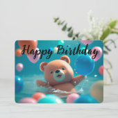 ハッピーバースデーテディベアとバルーン シーズンカード (スタンド正面)