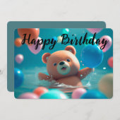 ハッピーバースデーテディベアとバルーン シーズンカード (正面/裏面)