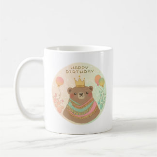 ハッピーバースデーテディベアイラストレーション コーヒーマグカップ