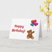 ハッピーバースデーテディベアグリーティングカード カード (黄色い花)