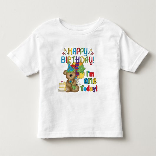 ハッピーバースデーテディベア1st Tシャツとギフト トドラーTシャツ (正面)
