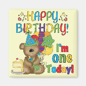 ハッピーバースデーテディベア1st Tシャツとギフト マグネット (正面)