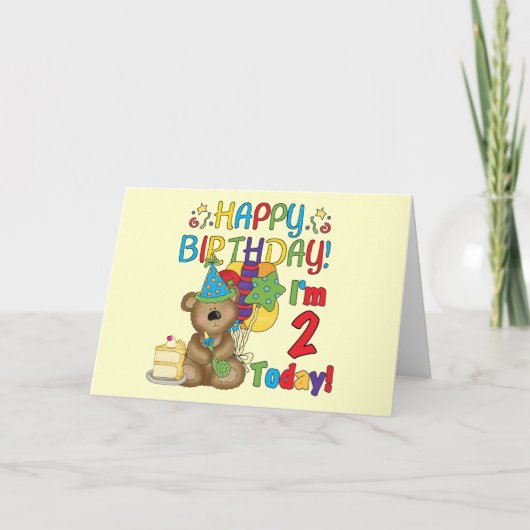 ハッピーバースデーテディベア2歳の誕生日 カード (正面)