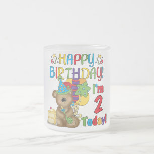 ハッピーバースデーテディベア2nd誕生日 フロストグラスマグカップ