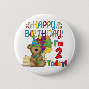 ハッピーバースデーテディベア2nd誕生日 缶バッジ