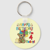 ハッピーバースデーテディベア4th Tシャツとギフト キーホルダー (正面)