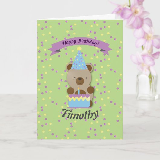 ハッピーバースデーテディベア カード (蘭)