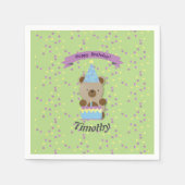 ハッピーバースデーテディベア スタンダードカクテルナプキン (正面)