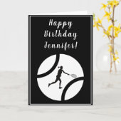 ハッピーバースデーテニスカード白黒ガールスポーツ カード (黄色い花)
