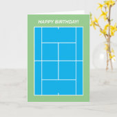 ハッピーバースデーテニスコートのグリーティングカード カード (黄色い花)