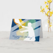 ハッピーバースデーテニス男性へカード&ボーイズ カード (黄色い花)