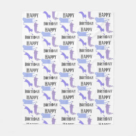 ハッピーバースデーテンプレートおもしろいネコ フリースブランケット