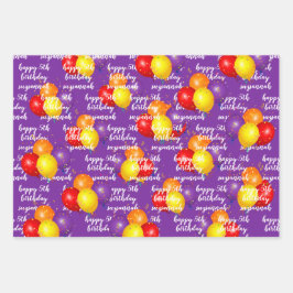 ハッピーバースデーテンプレートカラフルバルーン ラッピングペーパーシート