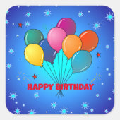 ハッピーバースデーテンプレート スクエアシール (正面)