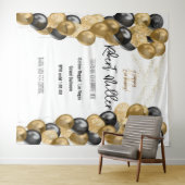 ハッピーバースデーテンプレート ブラック ゴールド  - 透過 タペストリー (インサイチュ(横))