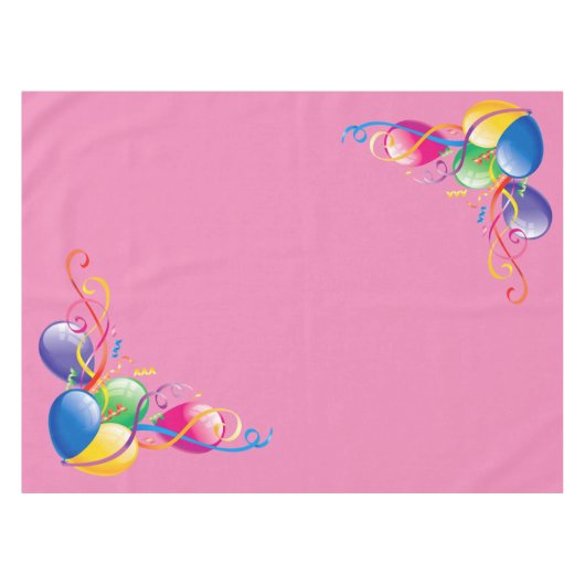 ハッピーバースデーテーブルクロスバルーンピンク テーブルクロス (正面(横))