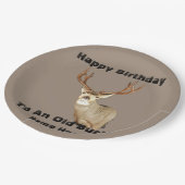 ハッピーバースデーディアバック〔雄ジカの〕枝角オールドおもしろい狩り ペーパープレート (アングル)