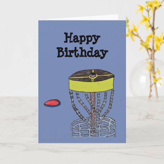 ハッピーバースデーディスクゴルフ挨拶状 カード (黄色い花)