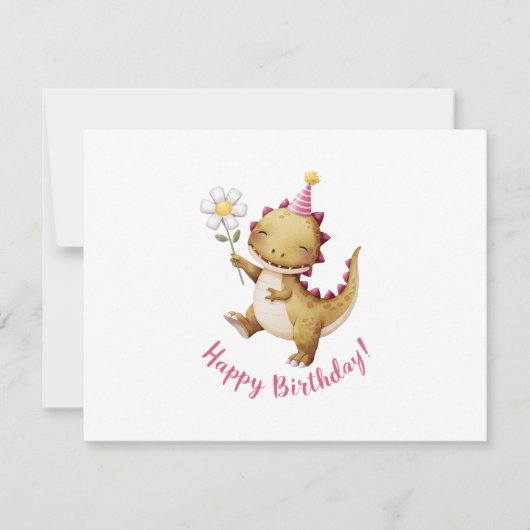 ハッピーバースデーディノパーティー帽子とデイジー シーズンカード (正面)