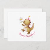 ハッピーバースデーディノパーティー帽子とデイジー シーズンカード (正面/裏面)