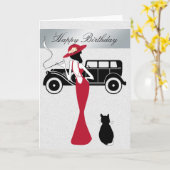 ハッピーバースデーディバカードエレガント女性 カード (黄色い花)