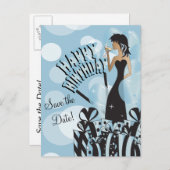 ハッピーバースデーディバガール | DIY名 |アクア 案内ポストカード (正面/裏面)