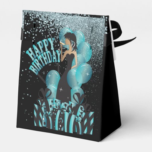 ハッピーバースデーディバガール | DIY名 |ターコイズ フェイバーボックス (裏面サイド)