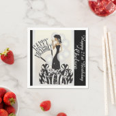 ハッピーバースデーディバガール | DIY名 |白 スタンダードカクテルナプキン (インサイチュ)