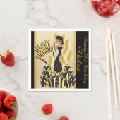 ハッピーバースデーディバガール | DIY名 |金ゴールド スタンダードカクテルナプキン (インサイチュ)