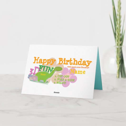 ハッピーバースデーディーノ一流3Dは技術カードを切りましたり及び折ります カード (裏面)