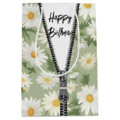 ハッピーバースデーデイジーとジッパー ミディアムペーパーバッグ (正面)