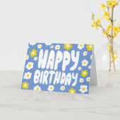 ハッピーバースデーデイジーバブルレターカスタムの日付 カード (黄色い花)