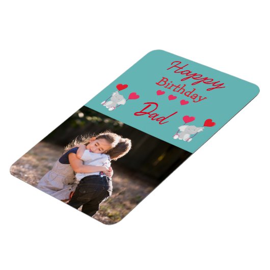 ハッピーバースデーデイパパゾウ写真磁石 マグネット (左側)