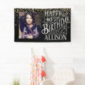 ハッピーバースデーデザインとゴールデン紙吹雪 横断幕 (インサイチュ)