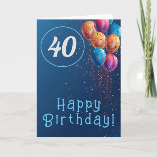 ハッピーバースデーデザインと風船紙吹雪 サンキューカード (正面)