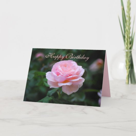 ハッピーバースデーデリケートピンクローズ カード (正面)