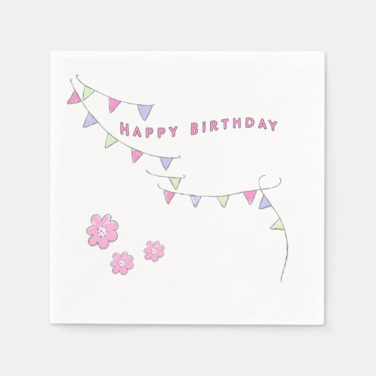 ハッピーバースデートゥザパステルカラー スタンダードカクテルナプキン (正面)