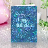 ハッピーバースデートゥデイと常に青いティール（緑がかった色）フローラ カード
