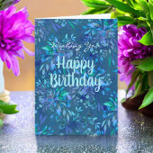 ハッピーバースデートゥデイと常に青いティール（緑がかった色）フローラ カード