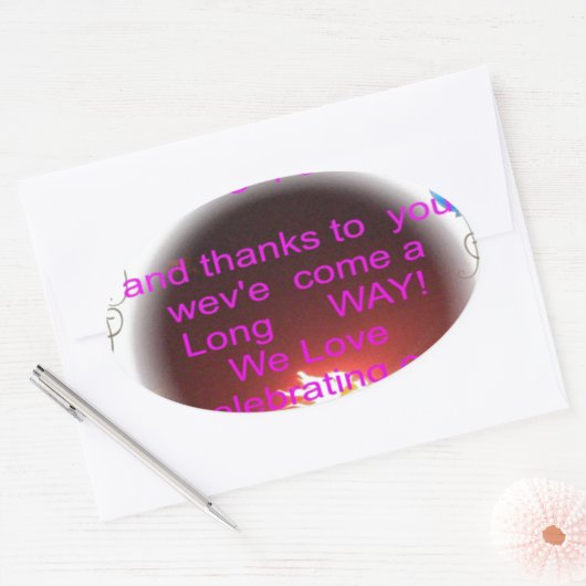 ハッピーバースデートゥユーアートプリント 楕円形シール (封筒)