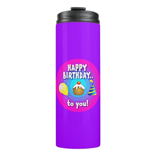ハッピーバースデートゥユー – タイポグラフィ タンブラー (正面)