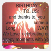 ハッピーバースデートゥーアメリカ美術プリント スクエアシール (正面)