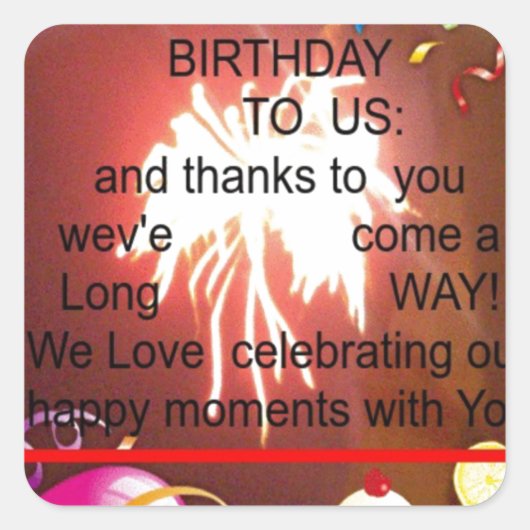 ハッピーバースデートゥーアメリカ美術プリント スクエアシール (正面)