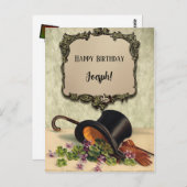 ハッピーバースデートップハットグローブ個人名 | ポストカード (正面/裏面)