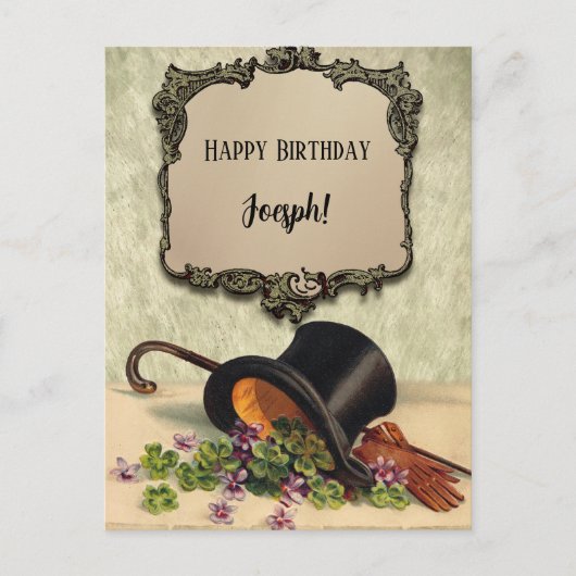 ハッピーバースデートップハットグローブ個人名 | ポストカード (正面)