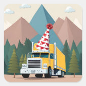 ハッピーバースデートラックドライバーの輸送セミ スクエアシール (正面)